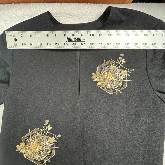 Tango Chirimen Japanese Brand Floral Embraided Blazer Jacket Black Lined New - Picture 7 of 9